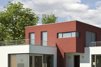 Einfamilienhaus Villa modern weiss rot